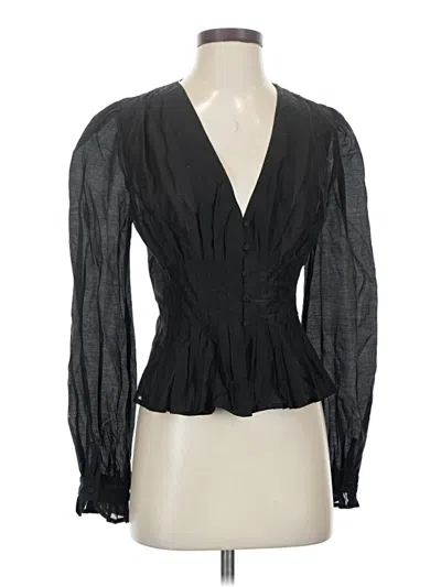 Pre-owned Lulus Long Sleeve Blouse In Black