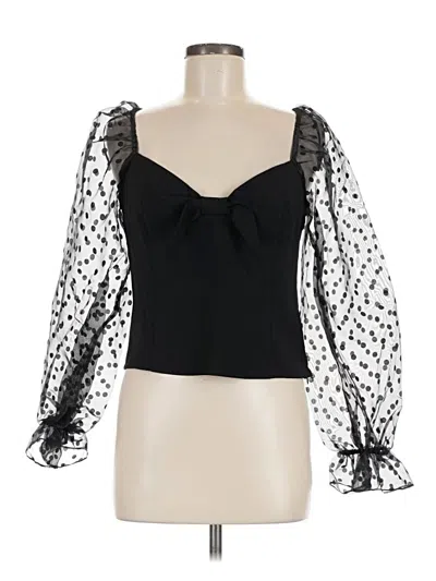 Pre-owned Lulus Long Sleeve Blouse In Black