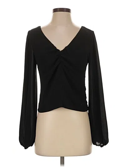 Pre-owned Lulus Long Sleeve Blouse In Black