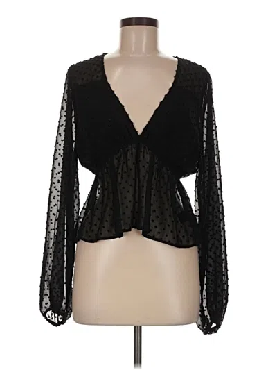 Pre-owned Lulus Long Sleeve Blouse In Black