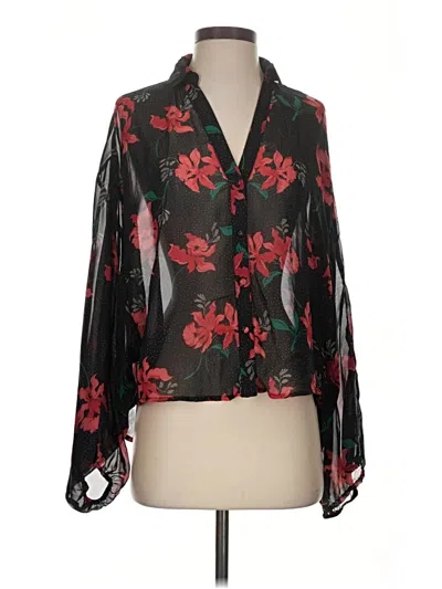 Pre-owned Lulus Long Sleeve Blouse In Black
