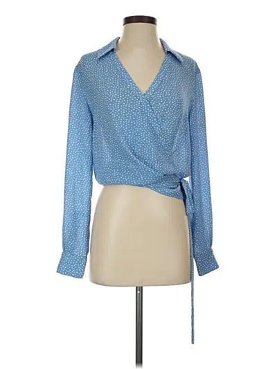 Pre-owned Lulus Long Sleeve Blouse In Blue