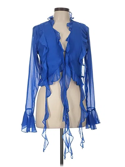 Pre-owned Lulus Long Sleeve Blouse In Blue