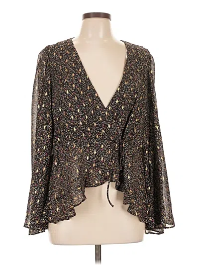 Pre-owned Lulus Long Sleeve Blouse In Brown