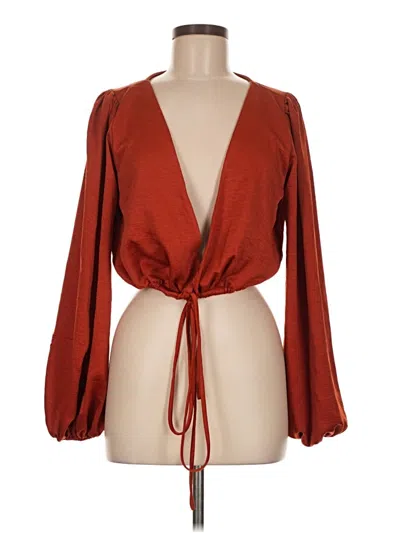 Pre-owned Lulus Long Sleeve Blouse In Brown