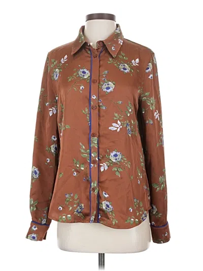 Pre-owned Lulus Long Sleeve Blouse In Brown