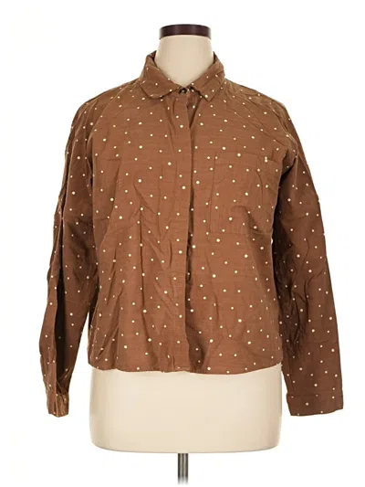 Pre-owned Lulus Long Sleeve Blouse In Brown