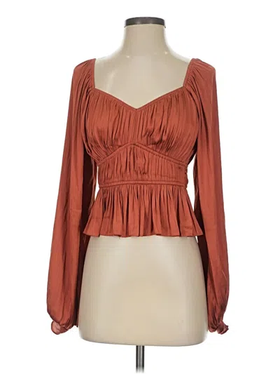 Pre-owned Lulus Long Sleeve Blouse In Brown