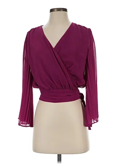 Pre-owned Lulus Long Sleeve Blouse In Burgundy
