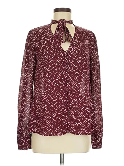 Pre-owned Lulus Long Sleeve Blouse In Burgundy