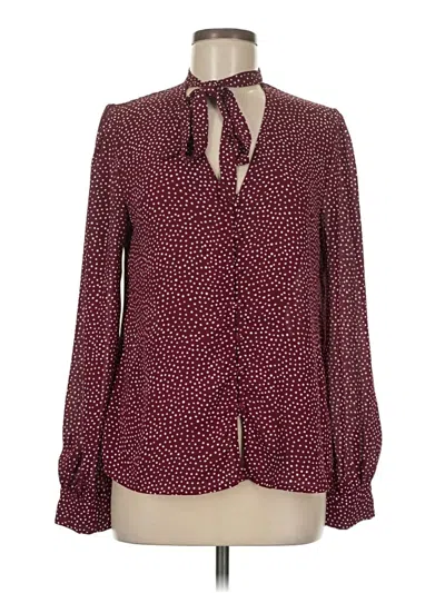 Pre-owned Lulus Long Sleeve Blouse In Burgundy