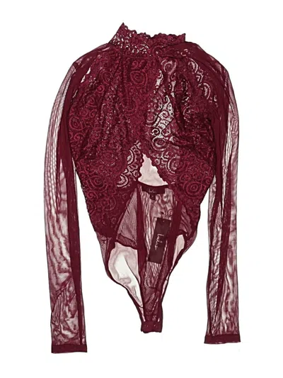 Pre-owned Lulus Long Sleeve Blouse In Burgundy