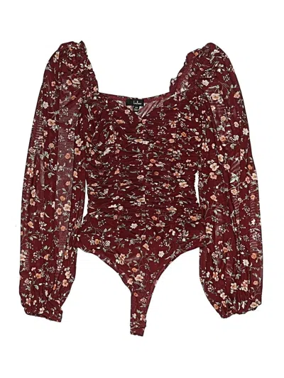 Pre-owned Lulus Long Sleeve Blouse In Burgundy