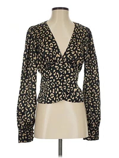 Pre-owned Lulus Long Sleeve Blouse In Gold