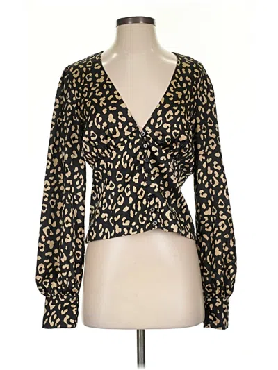 Pre-owned Lulus Long Sleeve Blouse In Gold