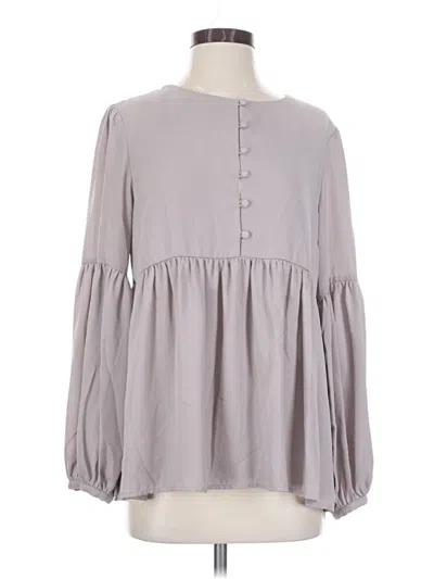 Pre-owned Lulus Long Sleeve Blouse In Gray