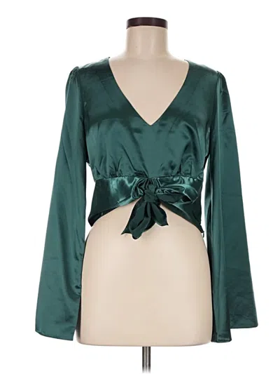 Pre-owned Lulus Long Sleeve Blouse In Green