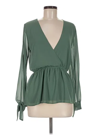 Pre-owned Lulus Long Sleeve Blouse In Green