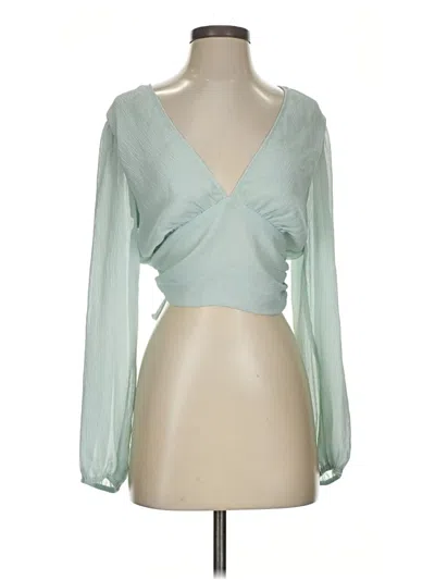 Pre-owned Lulus Long Sleeve Blouse In Green