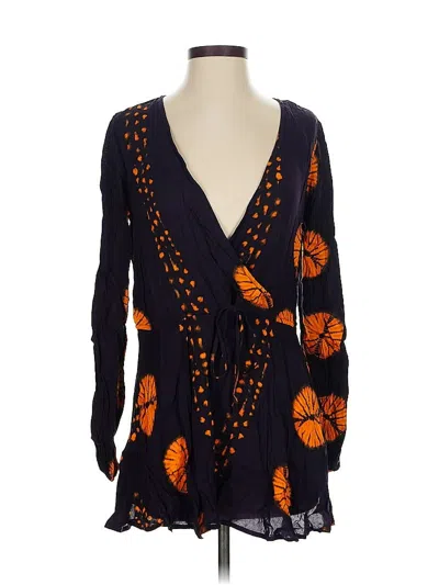 Pre-owned Lulus Long Sleeve Blouse In Orange