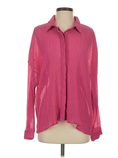 Pre-owned Lulus Long Sleeve Blouse In Pink