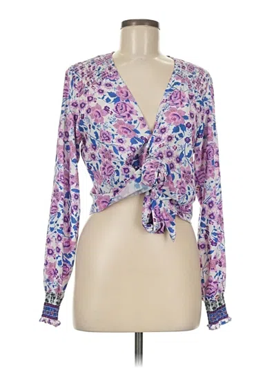 Pre-owned Lulus Long Sleeve Blouse In Purple