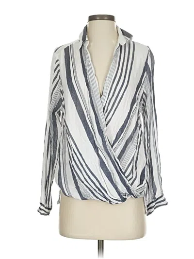 Pre-owned Lulus Long Sleeve Blouse In Silver