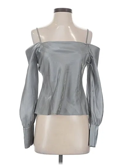 Pre-owned Lulus Long Sleeve Blouse In Silver