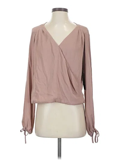 Lulus Long Sleeve Blouse In Tan