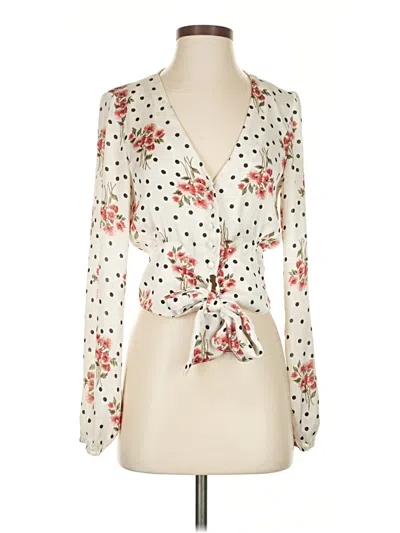 Pre-owned Lulus Long Sleeve Blouse In White