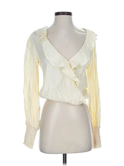 Pre-owned Lulus Long Sleeve Blouse In White