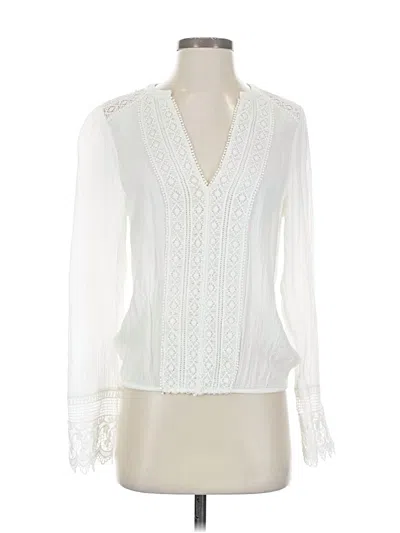 Pre-owned Lulus Long Sleeve Blouse In White