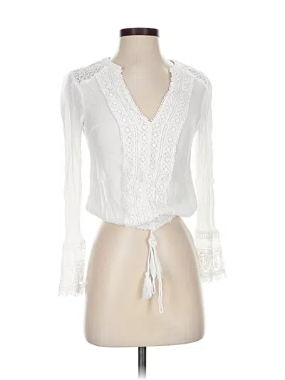 Pre-owned Lulus Long Sleeve Blouse In White