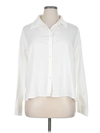Pre-owned Lulus Long Sleeve Blouse In White
