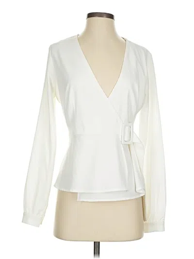 Pre-owned Lulus Long Sleeve Blouse In White