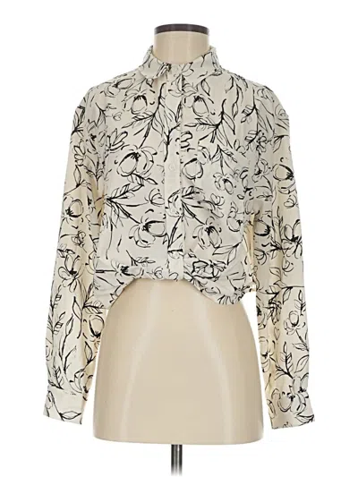 Pre-owned Lulus Long Sleeve Blouse In White