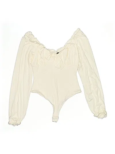 Pre-owned Lulus Long Sleeve Blouse In White