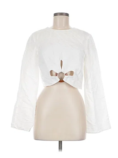 Pre-owned Lulus Long Sleeve Blouse In White