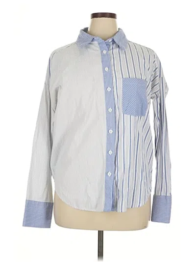 Pre-owned Lulus Long Sleeve Button Down Shirt In Blue