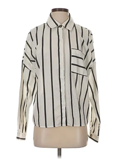 Pre-owned Lulus Long Sleeve Button Down Shirt In White