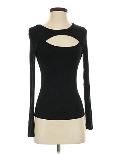 Pre-owned Lulus Long Sleeve Top Black Keyhole Neckline Tops