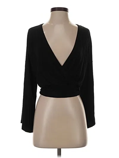 Pre-owned Lulus Long Sleeve Top Black Plunge Neckline Tops