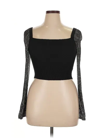 Pre-owned Lulus Long Sleeve Top Black Sweetheart Neckline Tops