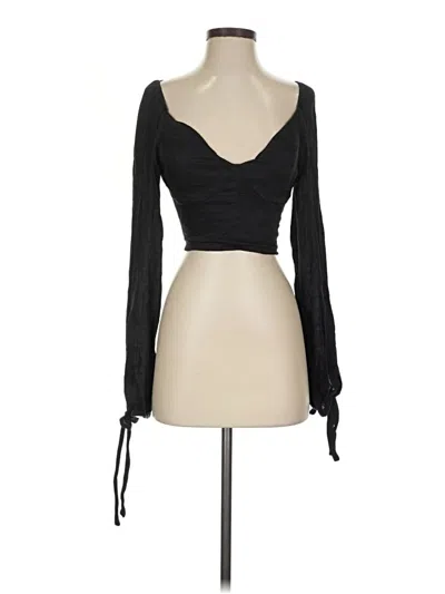 Pre-owned Lulus Long Sleeve Top Black Sweetheart Neckline Tops