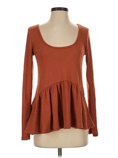 Pre-owned Lulus Long Sleeve Top Brown Sweetheart Neckline Tops