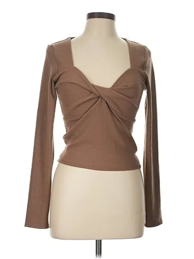 Pre-owned Lulus Long Sleeve Top Brown Sweetheart Neckline Tops