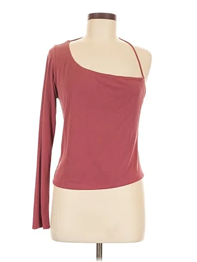Pre-owned Lulus Long Sleeve Top Burgundy One Shoulder Neckline Tops