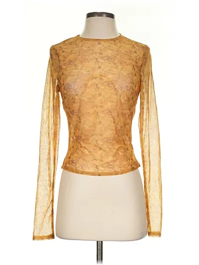 Pre-owned Lulus Long Sleeve Top Gold Mock Neckline Tops