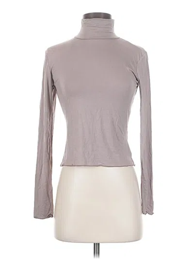 Pre-owned Lulus Long Sleeve Top Gray Solid Pattern Turtleneck Tops