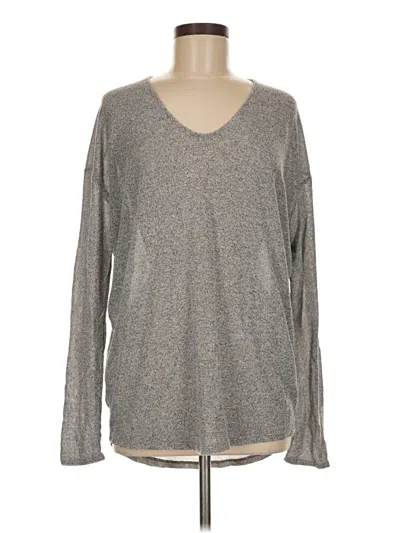 Pre-owned Lulus Long Sleeve Top Gray V Neck Tops